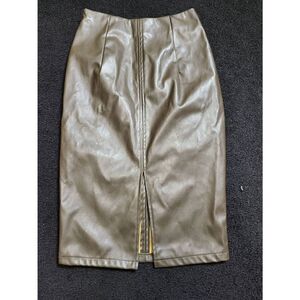 Dolls Kill Vegan Leather Pencil Skirt in Army Green